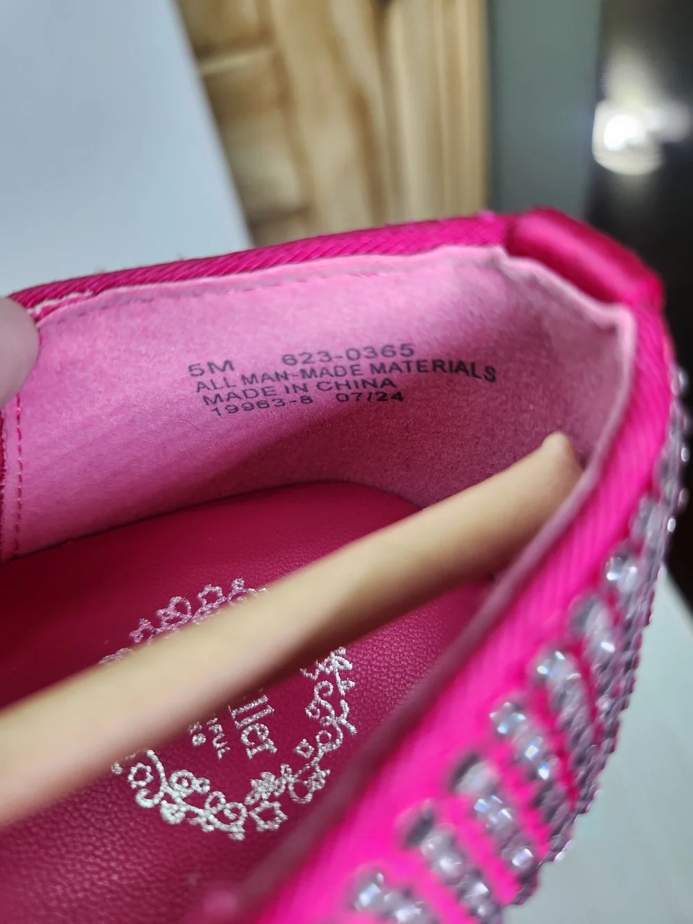 Miller Mercedes Rhinestone- Embellished Big Girl's Ballet Flats In Fuchsi Size 5